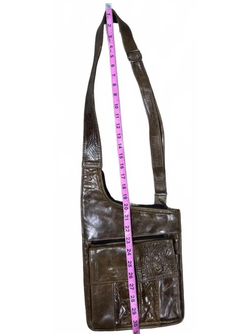 Vintage Handcrafted Mexico Brown Genuine Leather Hobo Shoulder Bag Purse